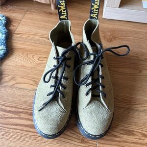 Dr. Martens Olive Green Suede Boots